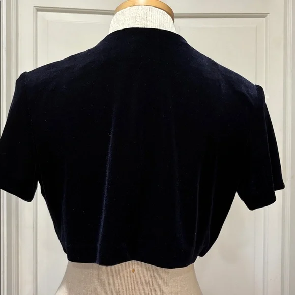 Vintage navy blue velvet sleeveless maxi dress with jacket size 6 - Picture 8 of 12